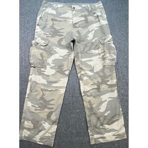 No Boundaries Gorpcore Mens 38x32 Green Camo Ripstop Cargo Pants